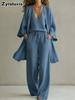 Set Cardigan e Pantaloni a Gamba Larga con Spalline Larghe da Donna Nuovi Stili Primaverili