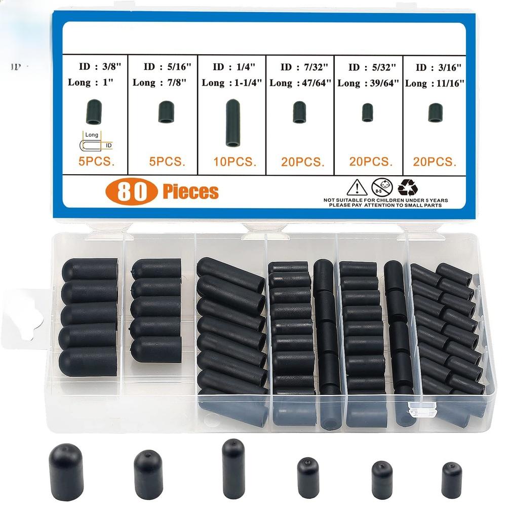 80-160 Pcs Black Rubber Vacuum Dust For Caps- Assortment Kit For Car Carburetor Valves And Ports, Mixed Sizes, Dust Seal