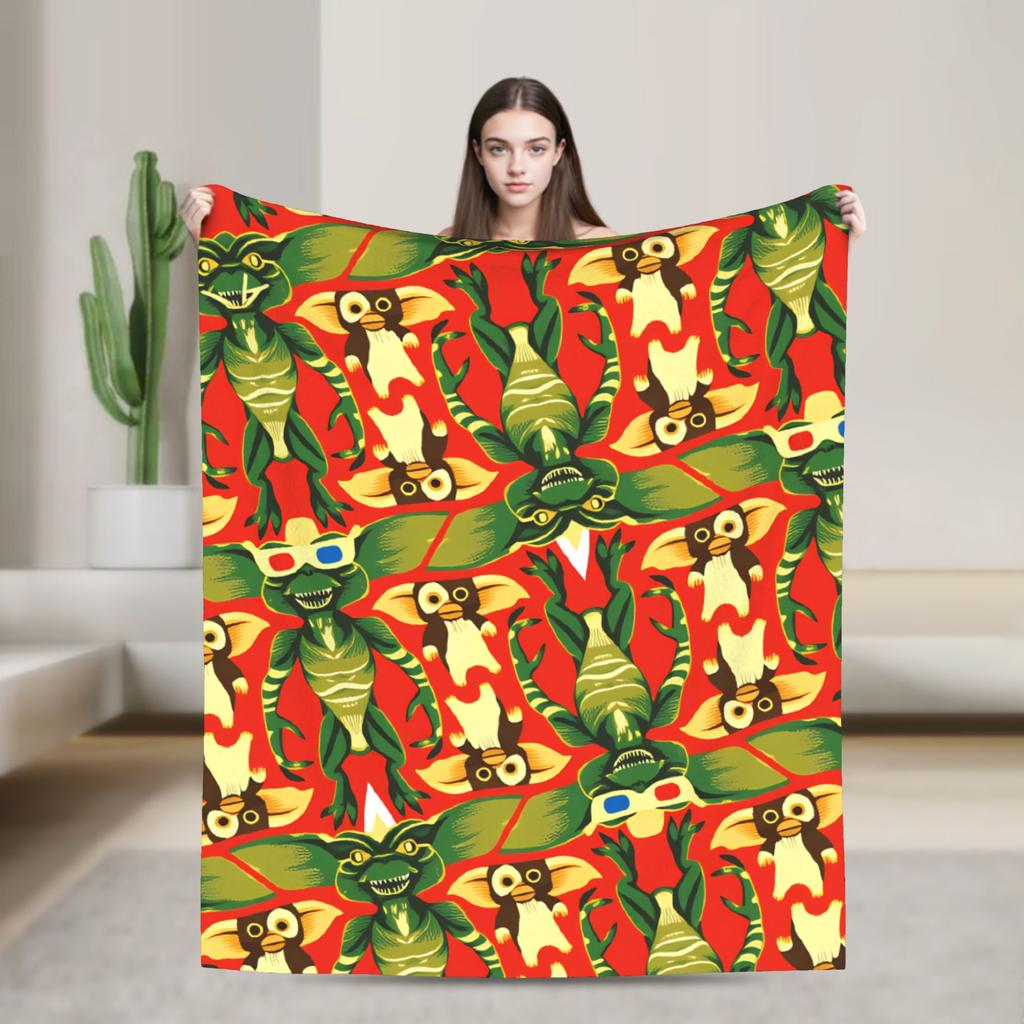 Christmas Horror Movie   Warm Blankets G-Gremlins Gizmo Camping Plush Bedding Throws Home Decor Flannel Bedspread Sofa Bed Cover