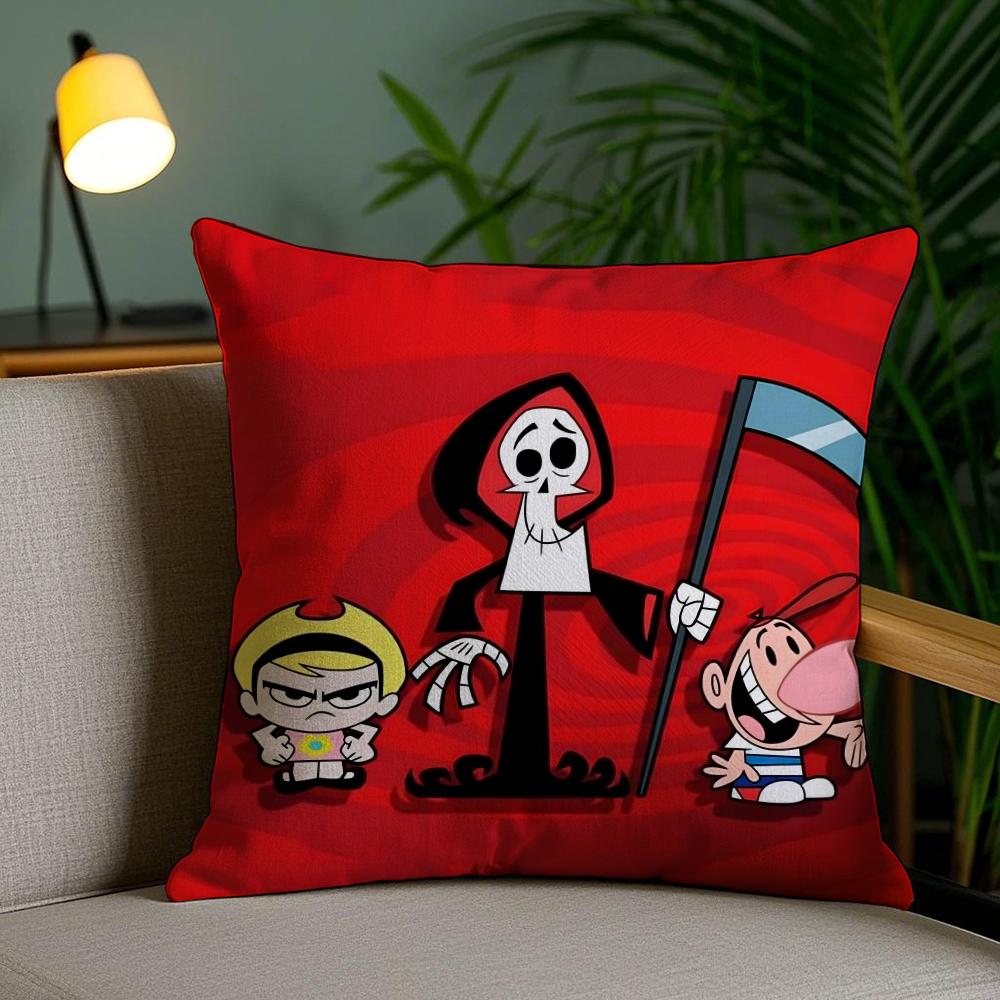 B-Billy & Mandy'Sadventure Cushion Cover Soft Short Plush Double-Sided Printing Home Decor Machine Washable Pillow Case Gift