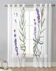 Purple Lavender Green Leaves Plant Field Tulle Sheer Curtains for Living Room Bedroom Decor Window Curtain Voile Organza Drapes