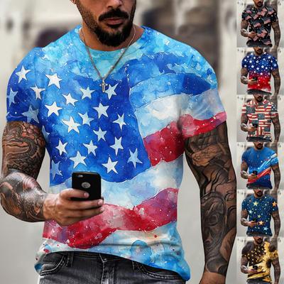Beliebtes T-Shirt für Herren im Sommer mit Aufdruck und Rundhalsausschnitt sowie kurzen Ärmeln