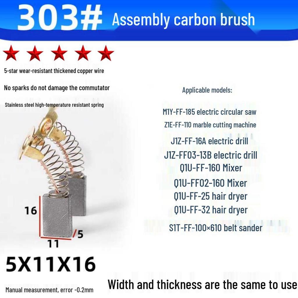 Durable Carbon Brush Set for Grinders, Drill, Hammer, Polisher, Cutter, and Picker Tools