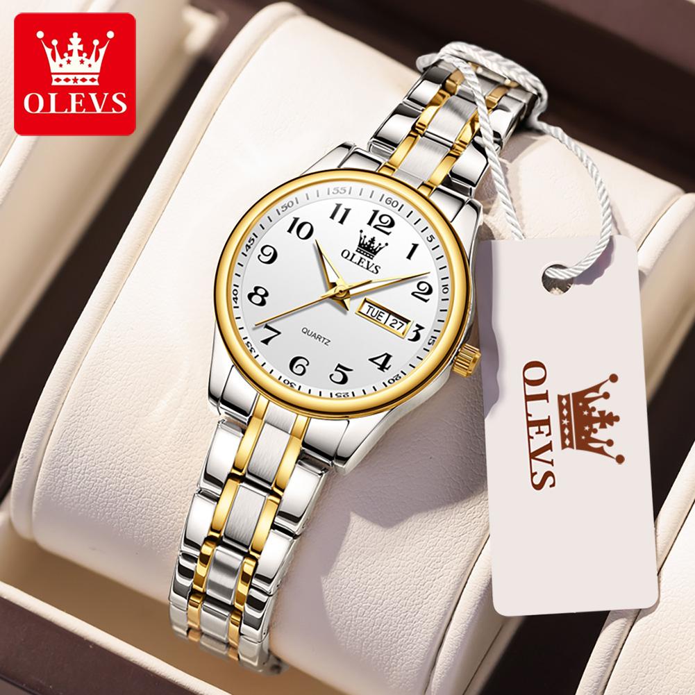 OLEVS 5567 Women's Quartz Watches Simple Elegant Large Digital Dial Ladies Wristwatch Stainless Steel Waterproof Watch for Women