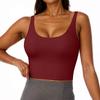 Women's U-neck Solid Color Sleeveless Short Top With Chest Cushion Vest