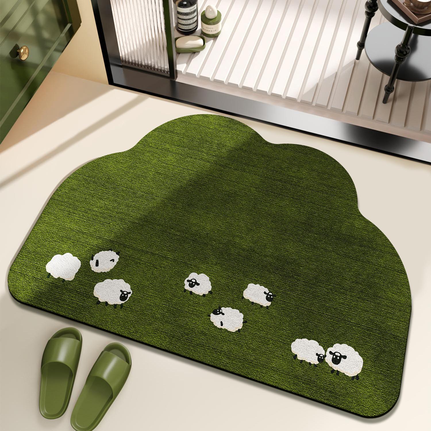 

Cartoon Bathroom Floor Mat, Diatom Mud Floor Mat At The Toilet Door, Water-Absorbing Quick-Drying Non-Slip Mat, Green Bathroom Door Mat. 40*60cm