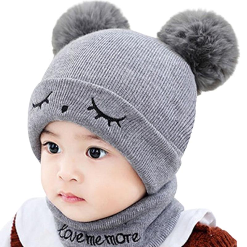 Toddler Solid Color Knitted Winter Hats Toddler Beanies Hat Soft Winter Warm Boys and Girls Caps for Newborn Baby