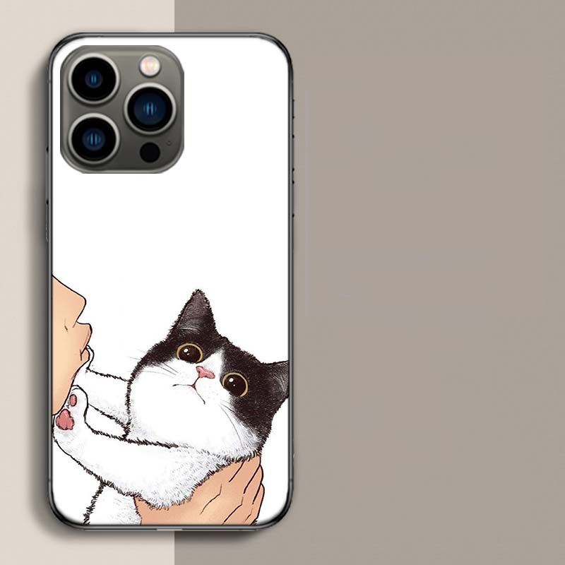 Kiss Cat Cute Kitten Cartoon Phone Case For Apple Iphone 16E 16 17 Pro Max Air 15 Pro 14 Plus 12 13 Mini Cover Cute Fund