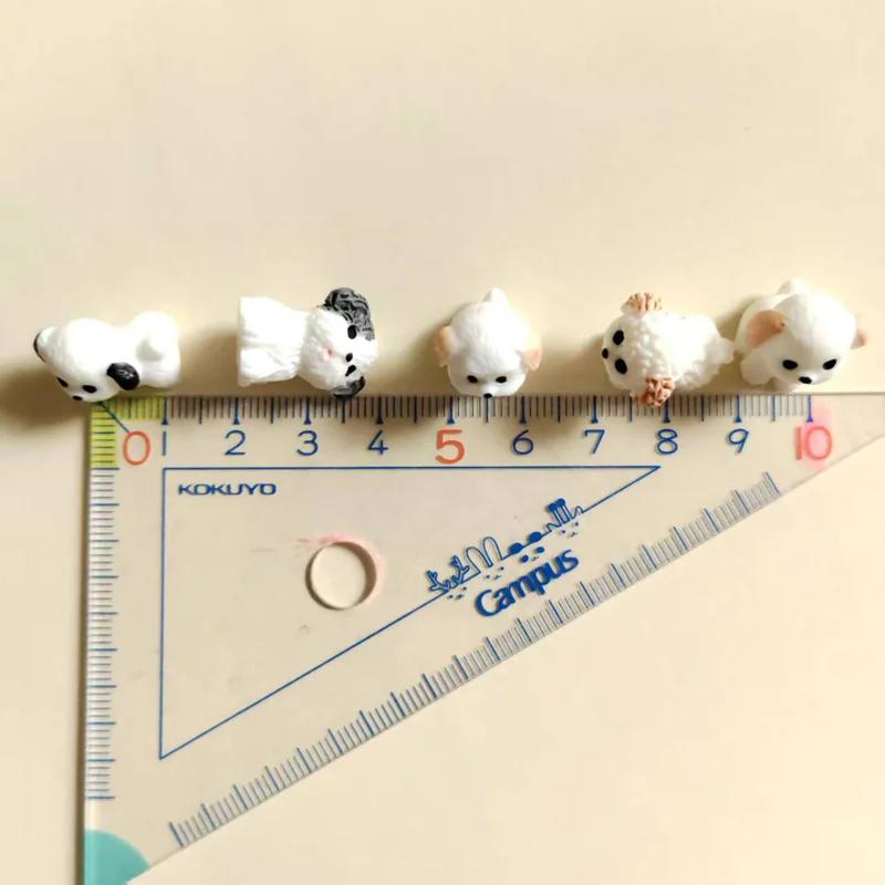 5 stk Miniature Hvalpe Eventyrhave Dekoration Kawaii Harpiks Tegneserie Dyr Hvid Hund DIY Boligindretning Dukkehus Tilbehør