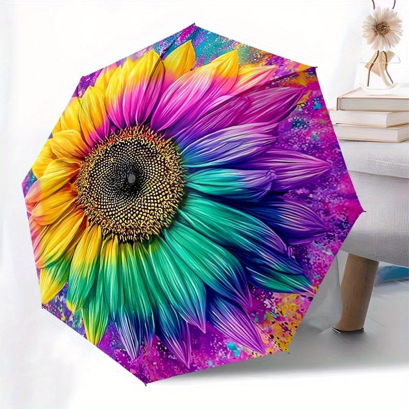 1pc Colorful Sunflower Artwork Umbrella with Plastic Handle,Suitable for All Seasons Home Travel Outdoor UmbrellaB1796