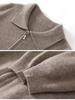 Men's 100% Pure Wool Knit Polo Collar Cardigan – Thickened, Fashionable, Zipper-Front Sweater for Business & Casual Wear.