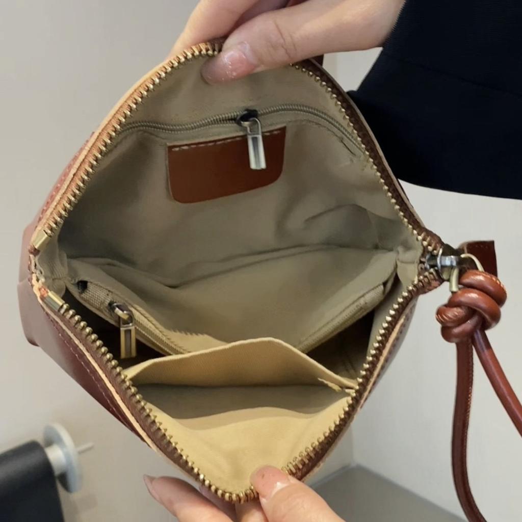 Retro First-layer Cowhide Women's Bags Women's Bags Fashionable and Practical Dumpling Bags Shell Bags Simple and Versatile Hand Grab Bags