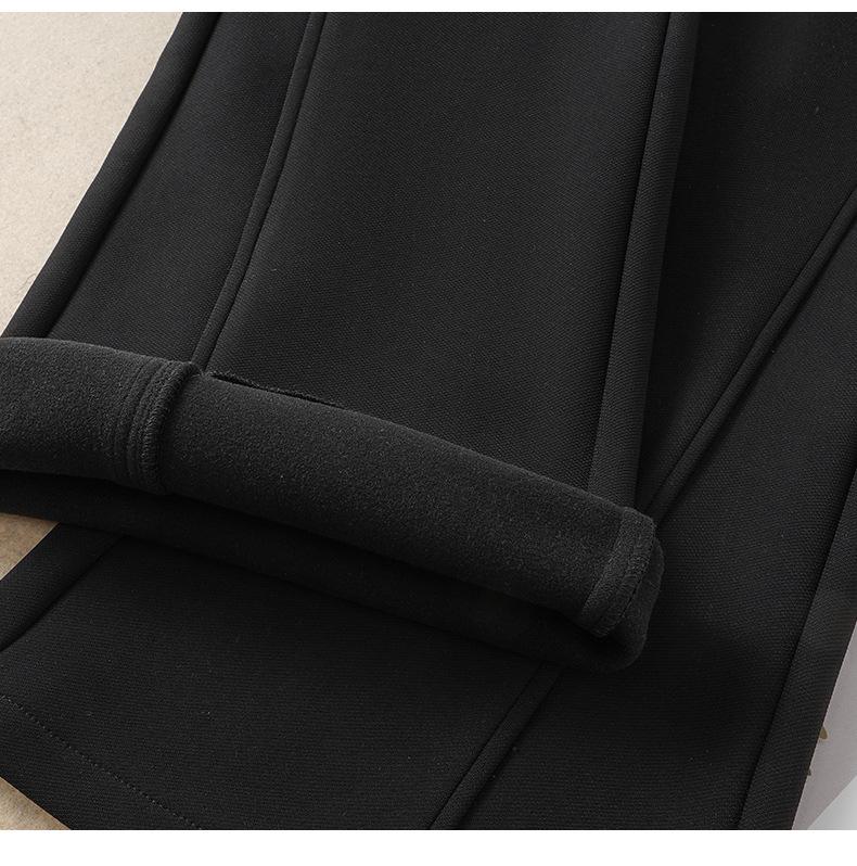 Black Velvet Micro Flare Pants - Women's Autumn/Winter 2025 Slim-Fit, Thickened, Stylish Fashion