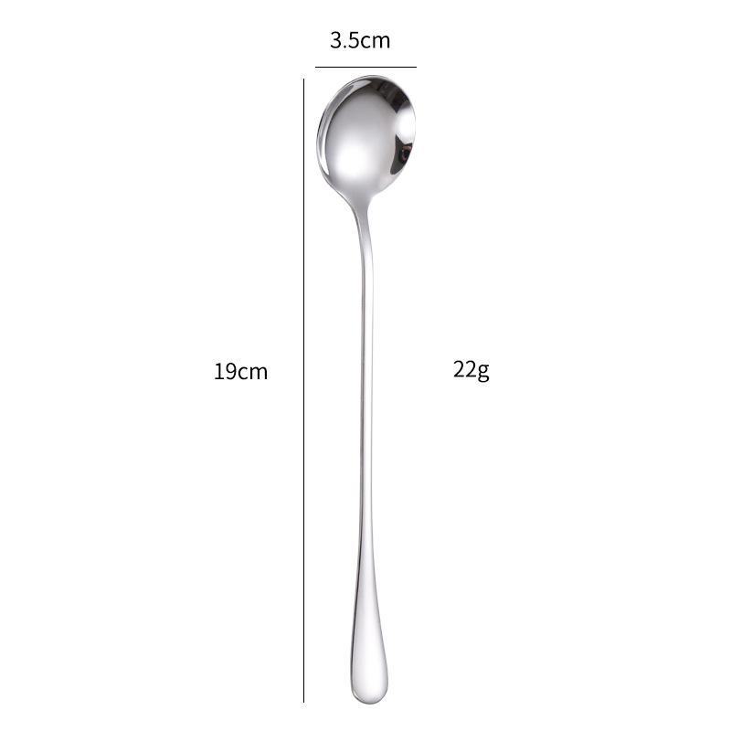 Creative Stainless Steel Long Handle Spoon Set for Ice Cream, Coffee, and More