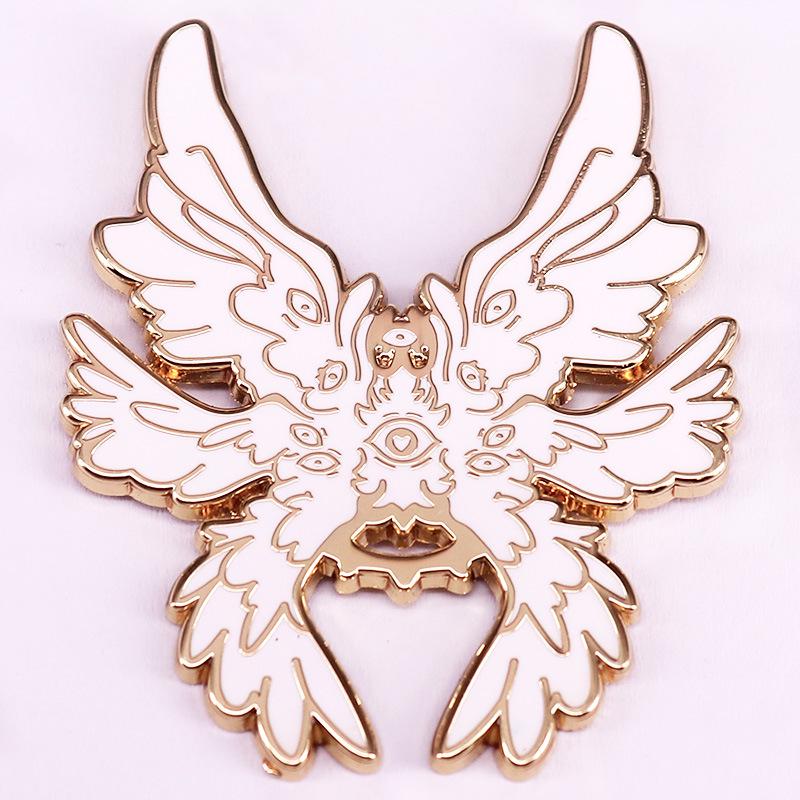 Six-Winged Angel Enamel Brooch - Mythological Jewelry Accent золотой