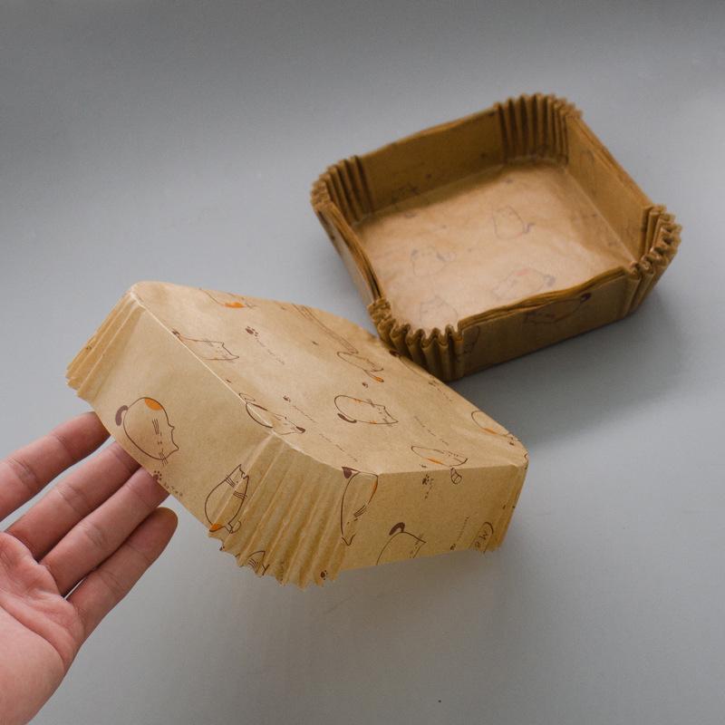 Air Fryer Disposable Parchment Paper Liner 50Pcs Airfryer Bakpapier Oil-proof Paper Tray Non-Stick Baking Mat Oven Pan Pad