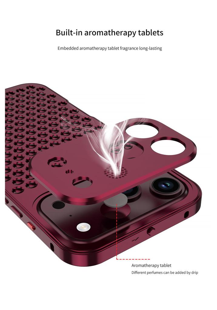 iPhone 18 Pro/Pro Max Aromatherapy Heat Dissipation Metal Snap-On Case