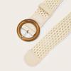 Round Buckle Waist Belt Straw Braided Belt Retro Woven Waistband  for Holiday