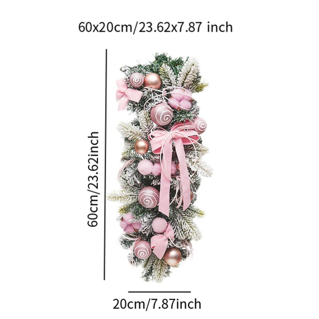 Christmas Stairway Swag with Lights Decorative Teardrop Swag Wreath for Background Wall Home Fireplace Mantle Window Outdoor