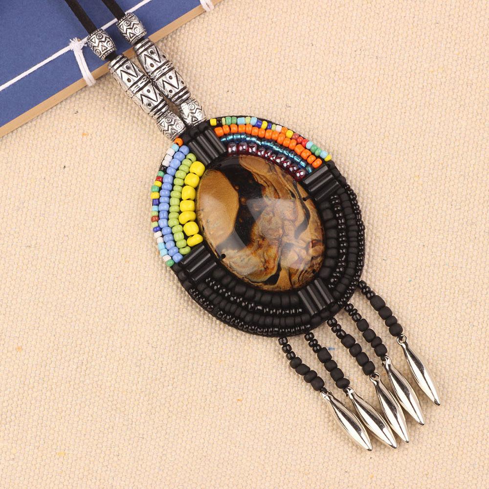 Bohemian Retro Exotic Style Handmade Bohemian Geometric Pendant Ethnic Tribal Style Jewelry Niche Necklace