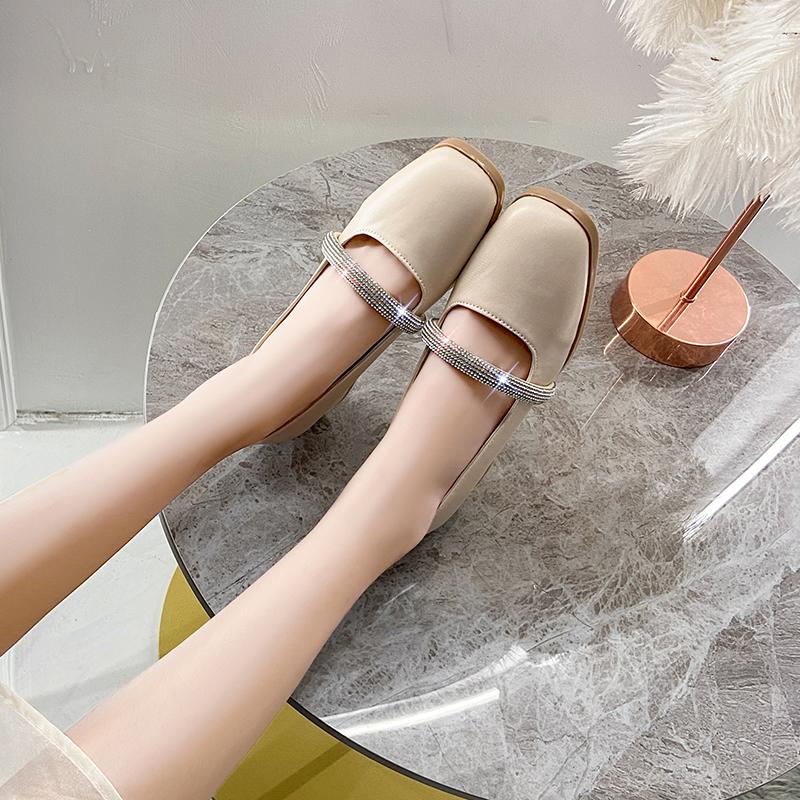 Women's Summer Footwear Fashion Casual With Medium Heels Square Toe Shoes For Woman 2025 On Sale Lastest Shoe Non Slip