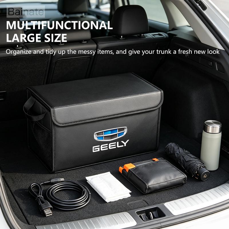 Car Trunk Storage Box, For GEELY GX2 GC2 GC6 Ck BINYUE BOYUE Emgrand EMGRAND PU Pickup, Leather Stowing Tidying Bag Accessories