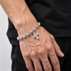 Silver Color Rosary Beads Chain Cross Pendant Bracelets, Stainless Steel Wristband Bracelet, Jewelry for Men Father's Day Gift