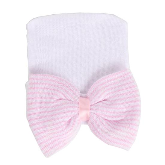 

Модная вязаная крючком шапка с большим бантом для новорожденных, головной убор, аксессуар розовый/белый