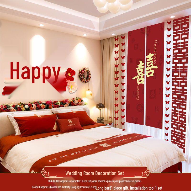 Double Happiness Wall Hanging for Wedding Room or Bedroom Decoration