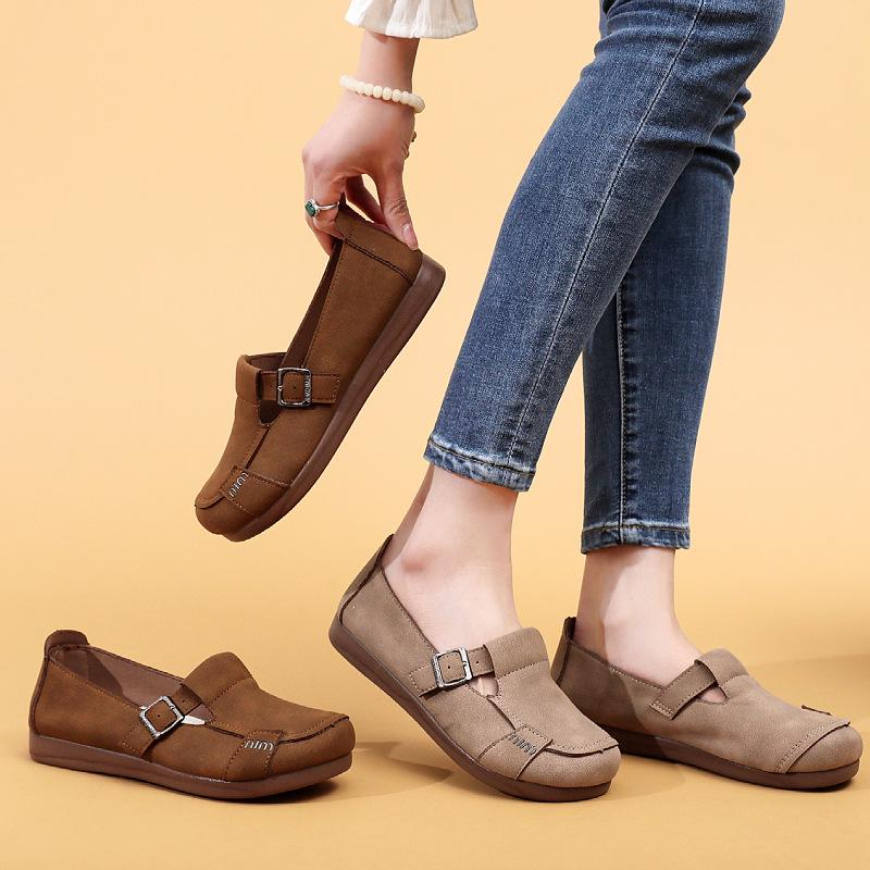 Processing custom spring and autumn middle-aged and elderly mother shoes women's retro soft-soled single shoes flat-soled comfortable and non-slip 
