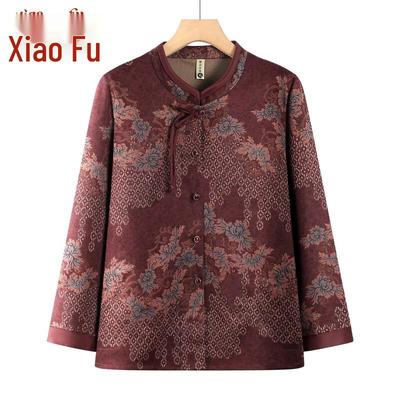 Elderly Women's Retro Floral Thin Cardigan