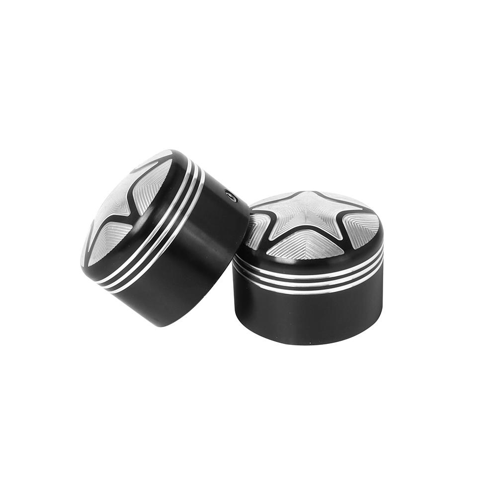 2x Motorcycle Front Axle Nut Covers Caps Aluminum Black/Chrome For Harley Sportster Touring Softail Dyna VRSC Fat Bob Wide Glide