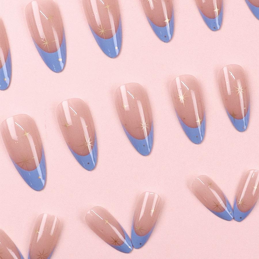 24 Bucăți Unghii Noi Franceze Migdală Stea Dulci și Proaspete Artă Unghiilor Lungi Unghii False Purtătoare Europa și America