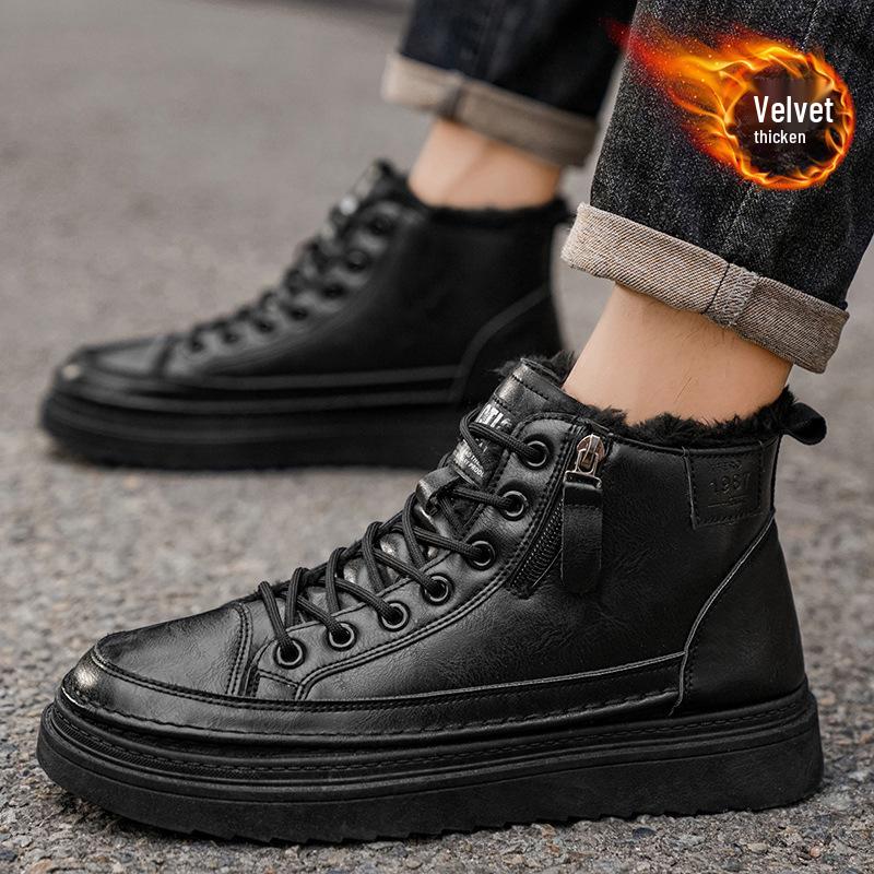 Men's Winter Fleece-Lined Waterproof Non-Slip Martin Boots - Warm, Durable, and Versatile.