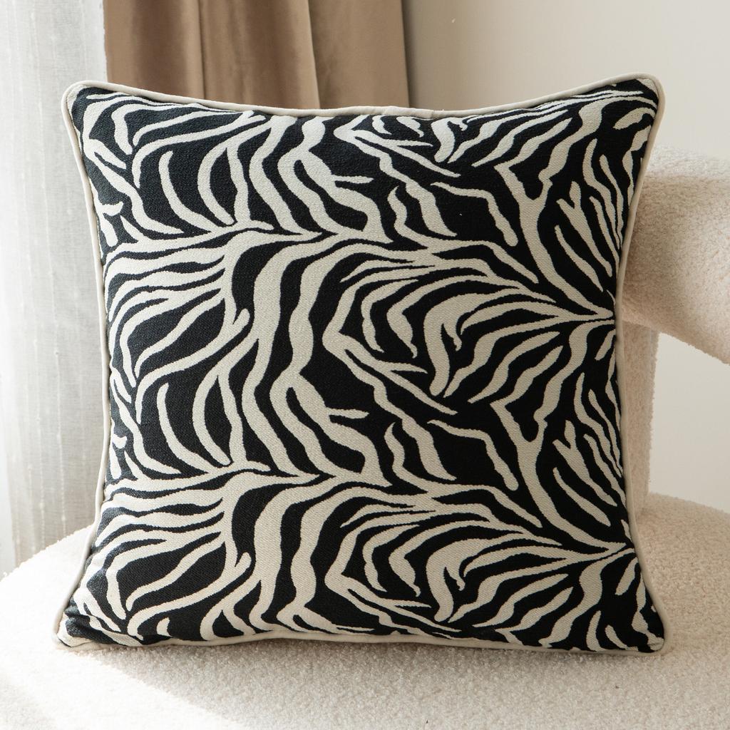 Black and White Contrasting Color Pillowcase Italian-style Living Room Sofa Cushion Cover Zebra Print Leopard Print Model Room Pillowcase