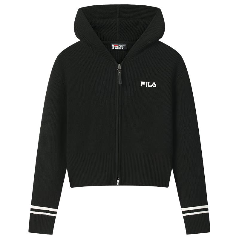 FILA Women s 2025 Winter Loose Hooded Knitted Zipper Cardigan L