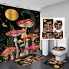 Fantasy Forest Fabric Shower Curtain Set Night Mysterious Jungle Full Moon Lake Vine Mushroom Butterfly Fairy Tale Bathroom Set
