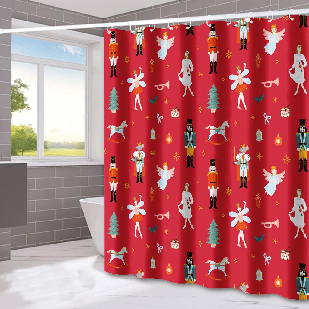 Santa Claus'S Bow Tie Washable Dirt-Resistant Shower Curtain Shower Head Waterproof Polyester Bath Curtain For Home Decor