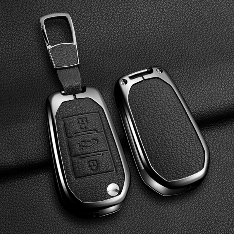 

Zinc alloy leather car remote key case protective cover suitable for Peugeot 208 2008 301 308 508 5008 RCZ car key