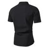 Men's Spring Summer Casual Slim Color Stand Collar Button Collar Short Sleeve Men's Shirts Men's Tops