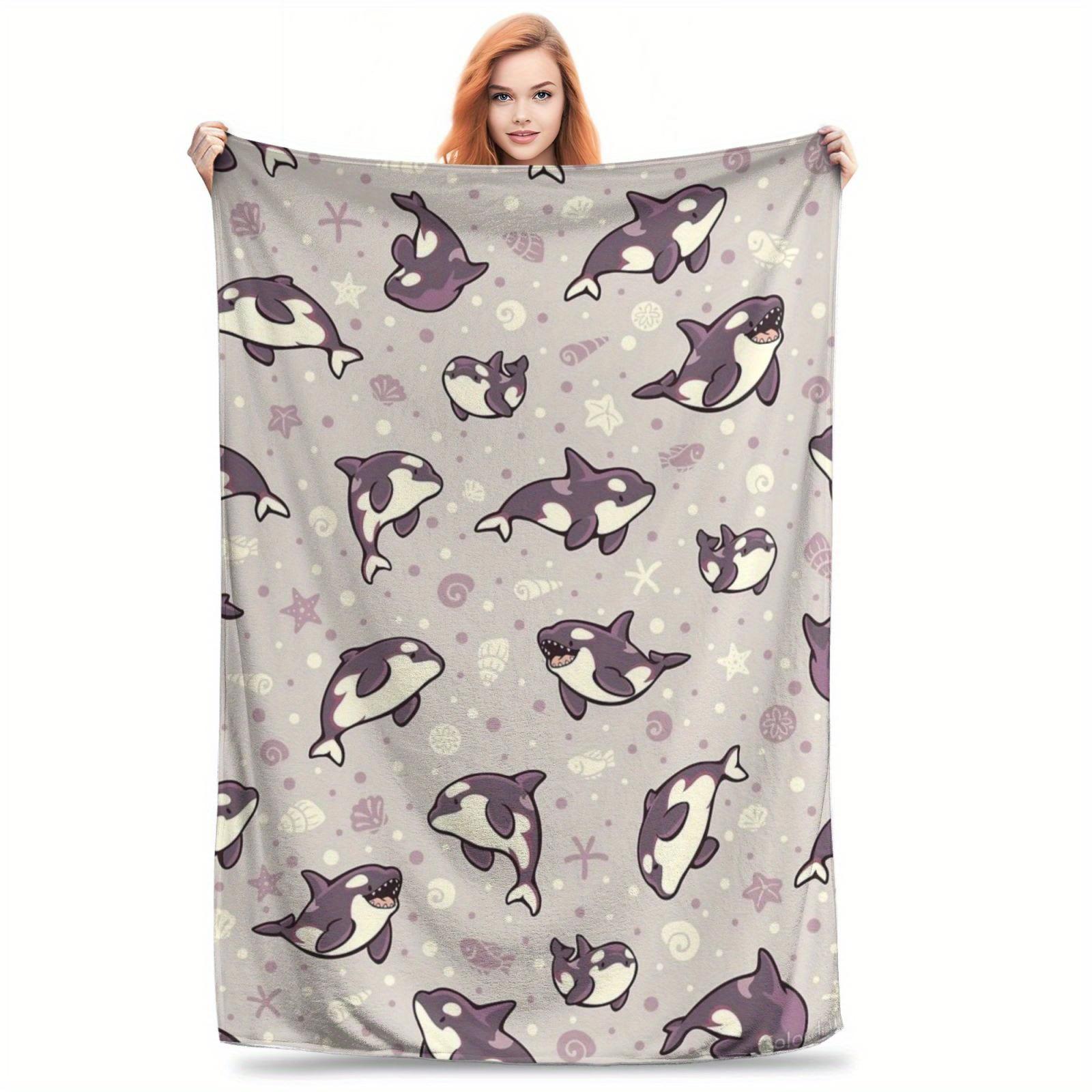 

Cozy Killer Whale Print Plush Blanket - Great for the Sofa, Bed, Picnics and Travel | Machine Washable, Extra Large Size 130X150cm