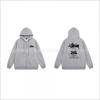 Hooded Zip-Up Sweatshirt Men Women Letter Print Loose Fit Casual Streetwear