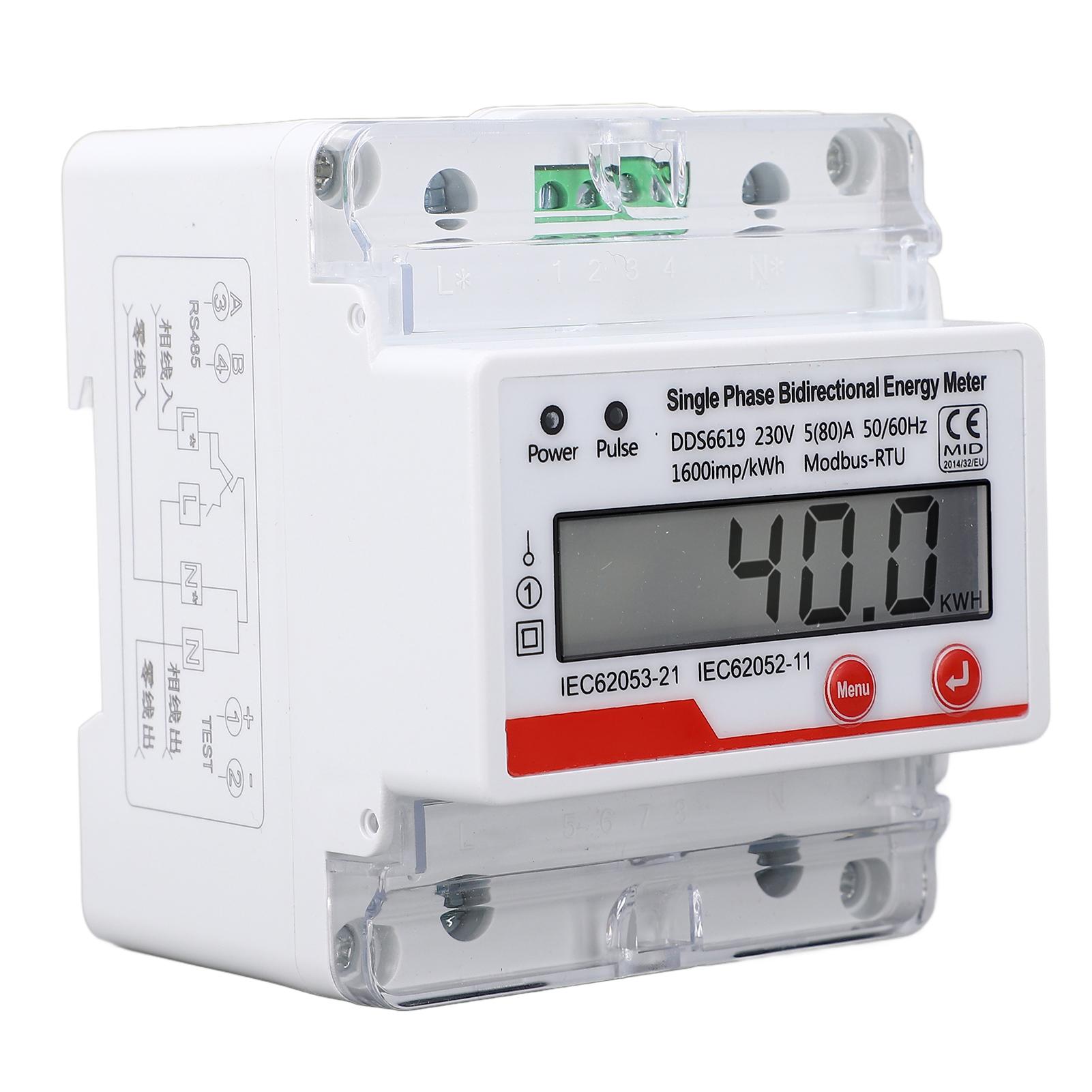 

Electricity Meter 4P LCD Display Multifunctional RS485 Single Phase Bidirectional Energy Meter AC230V 5 80 A