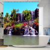 Bathroom Decor Waterproof Shower Curtain Tropical Waterfall Design for Bathtub Coverings White Color Polyester Fabric (200 X 180