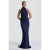 2025 Fall Womens Sleeveless Backless Sequin Cinched Waist Wrap Dress Bodycon Maxi In Navy White Coffee