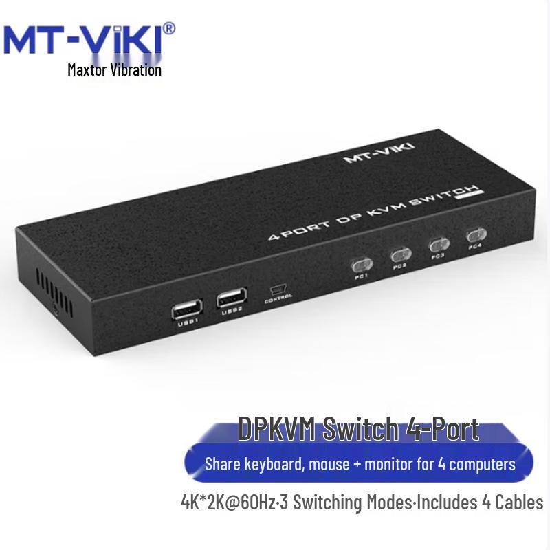 MT-viki 4-Port 4K@60Hz DP KVM Switch