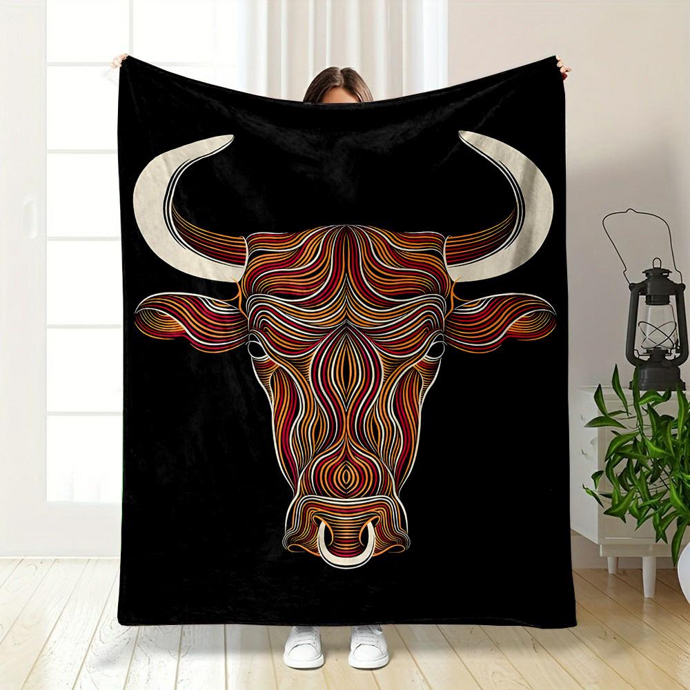 

Contemporary Mixed Color Bull Flannel printed blanket suitable for all seasons suitable for living room office sofa and travel 75x90cm