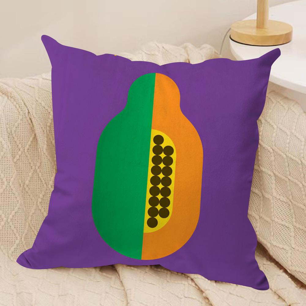 Fruits Anime Simple Cushion Cover Soft Plush Fabric Double-Sided Printed Sofa Cushion Cover for All Seasons Home Decor Gift