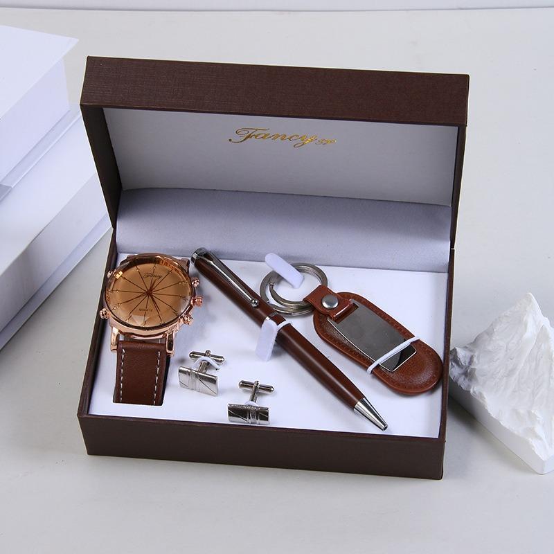 Valentine's Day Business Gift Set Men's Watch Sunglasses Belt Wallet Christmas Gift Set Quartz Watch Set for Men