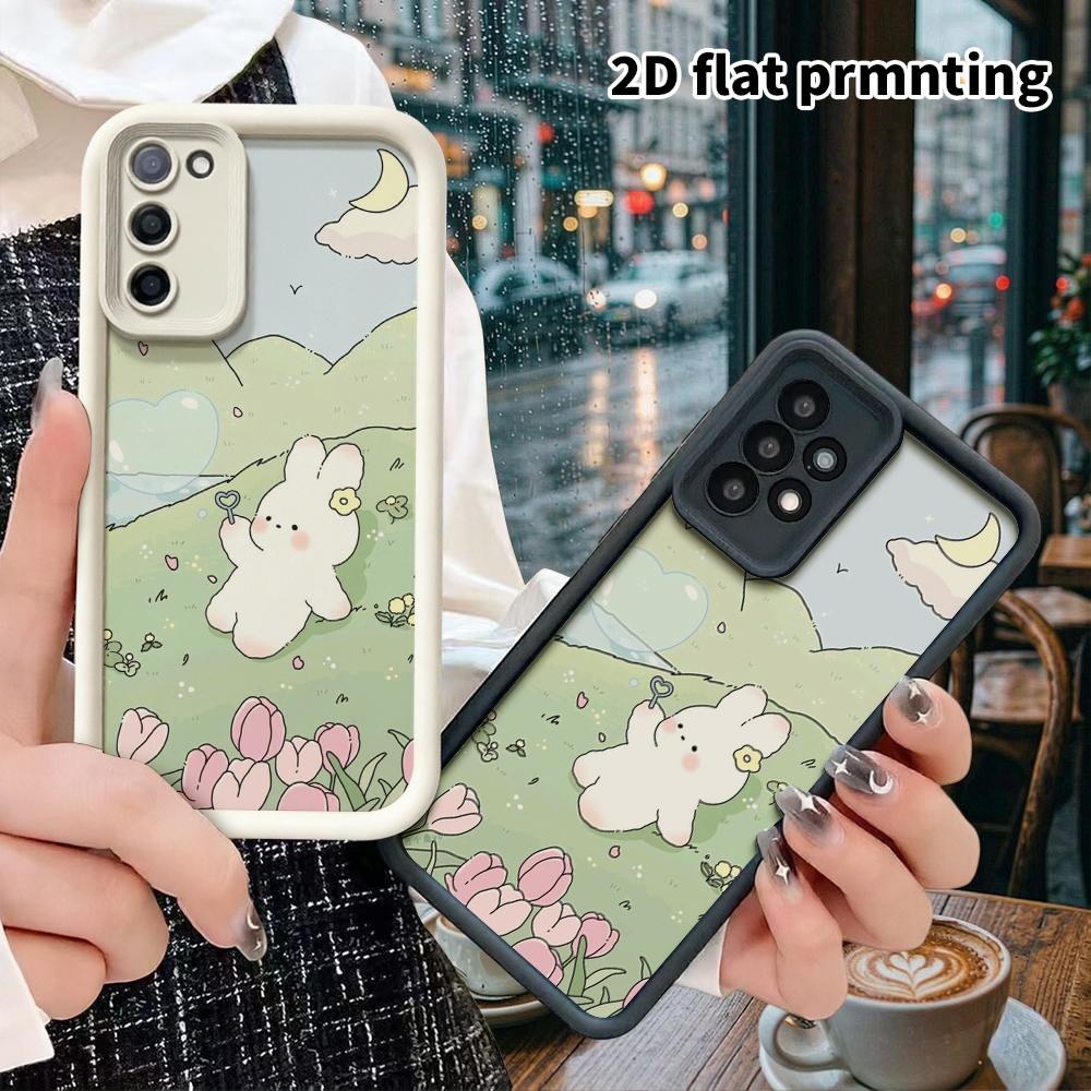 Phone Case: 2D Flat Samsung Galaxy A34 A35 M05 M06 S20 S22 S21 FE Plus 5G, Creamy Protective Case, Bubble-blowing Little Bunny, Perfect Christmas and